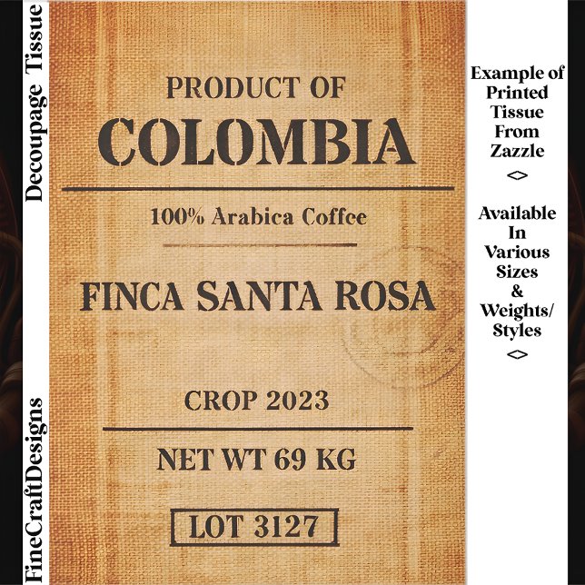 Papel De Seda Saco de aniagem de café colombiano rústico Decoupa (Criador carregado)