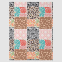 Saco de Presente Patchwork de Estampa Animal e Flo
