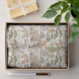 Papel De Seda Safari Florestal de Aquarela Caprichosa Animais Fo