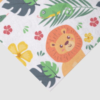 Papel De Seda Safari na Selva – Leões e Folhas
