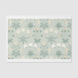 Papel De Seda Sage e Creme Floral