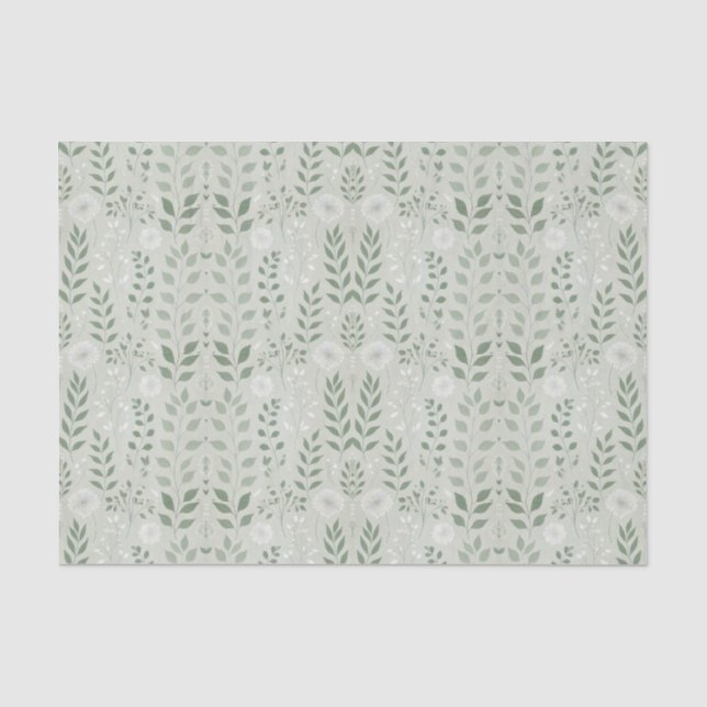 Papel De Seda Sage e Dandelions Verde (Frente )