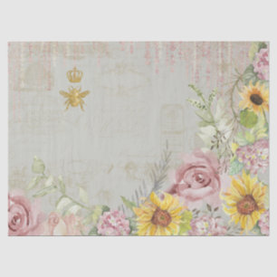 Papel De Seda Sage Floral Sunflower Watercolor