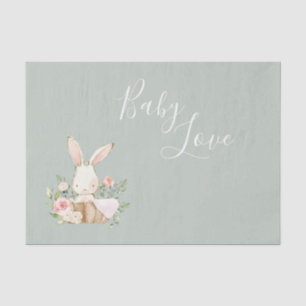 Papel De Seda Sage Green Baby Love Script Elegante Chá de frald