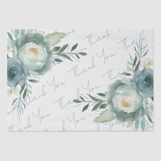 Papel De Seda Sage Green Floral Wedding (Frente )