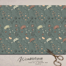Papel De Seda Sage Green Meadow Blooms Eterno Floral
