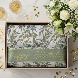 Papel De Seda Sage Green Watercolor French Country Olive Pattern