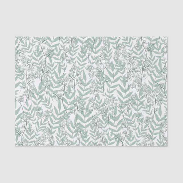 Papel De Seda Sage Green Wedding Vintage Botanical (Frente )