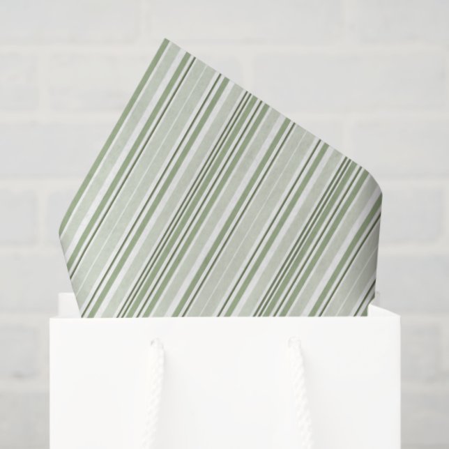 Papel De Seda Sage (Light, Medium, Dark) & White Stripes Elegant (Sacola de presentes)