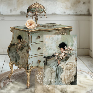 Papel De Seda Sage Mint Romance, Retrato Elegante Flor