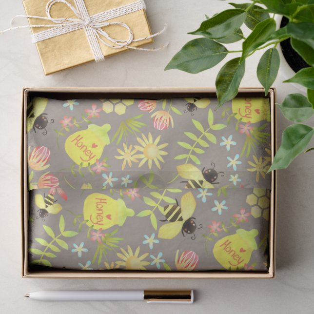 Papel De Seda Sage Verde Abelha Melífera (Presente)