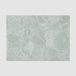 Papel De Seda Sage Verde Costeiro Decoupage de Conchas Marinhas