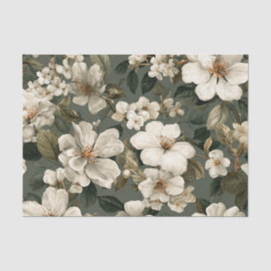 Papel De Seda Sage Verde Rústico Floral Vintage Ousado