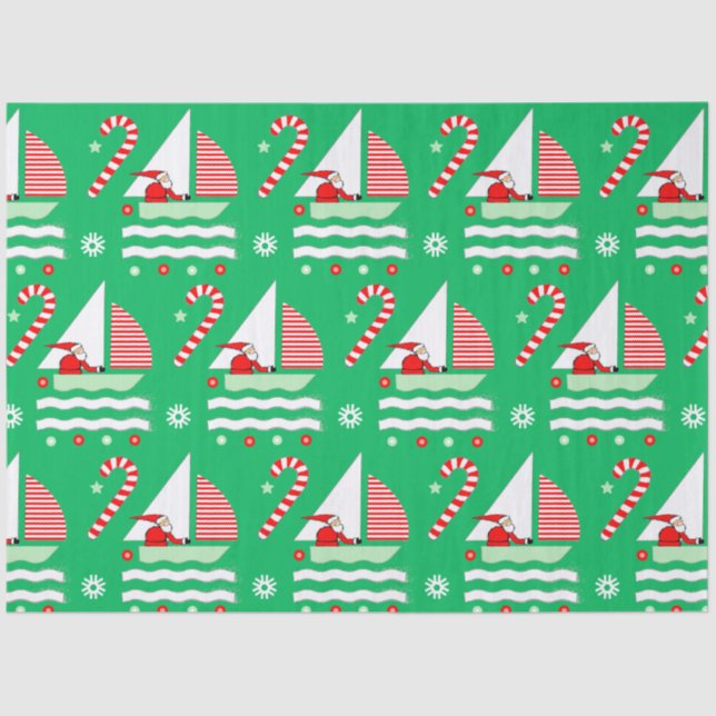 Papel De Seda Sailing Nautical Christmas Holiday Gift (Frente )