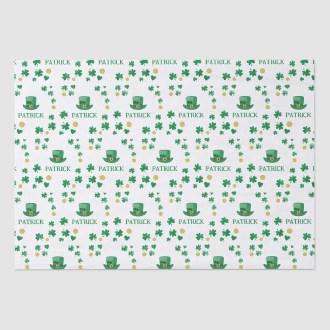 Papel De Seda Saint Patricks Leprechaun Clover Personalizado (Frente )