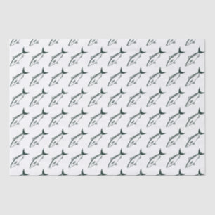 Papel De Seda Salmão australiano em verde e branco em corrida