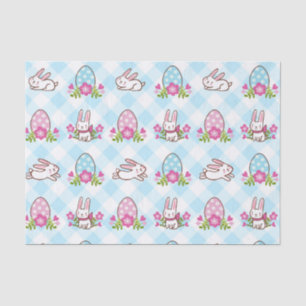 Papel De Seda Salto de coelho Xadrez azul