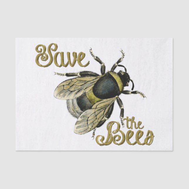 Papel De Seda Salvar a ilustração da safra Bees (Frente )