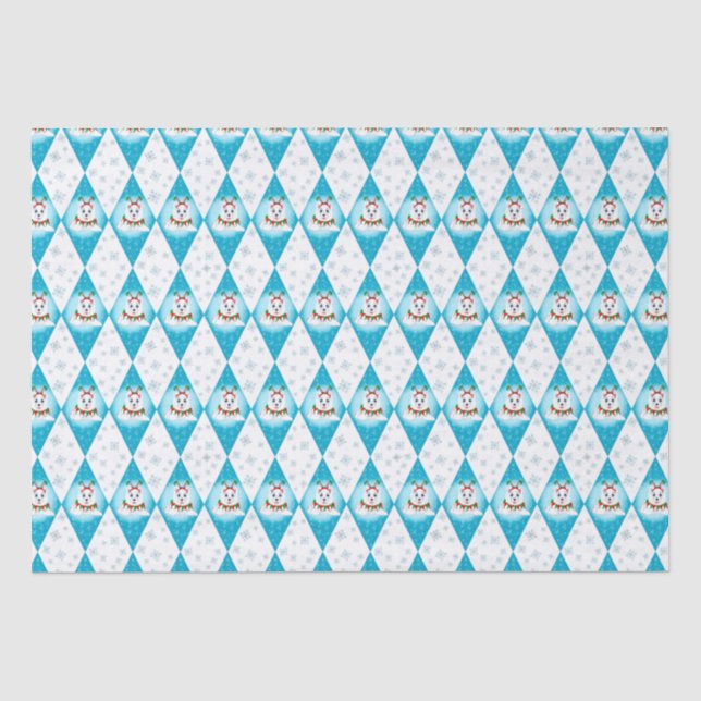 Papel De Seda Samoyed Férias de Inverno Padrão Diamante (Frente )