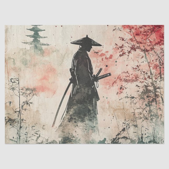 Papel De Seda Samurai Silencioso Floresta Carmesim (1) (Frente )
