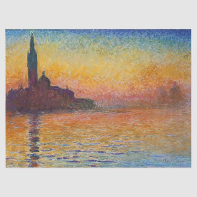 Papel De Seda San Giorgio Maggiore em Dusk (por Claude Monet) (Frente )