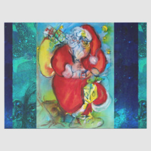 PAPEL DE SEDA SANTA CLAUS COM LANTERNA NO NATAL À NOITE