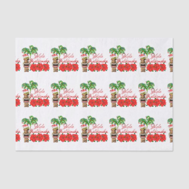 Papel De Seda Santa Claus Tiki Mele Kalikimaka (Frente )