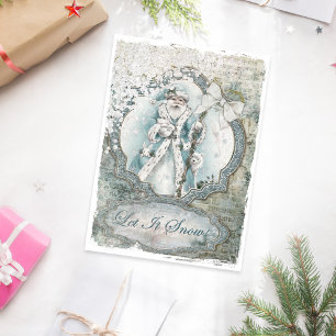 Papel De Seda Santa Claus Winter Deixa-o nevar artesanato azul