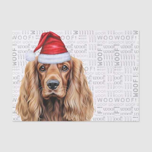 Papel De Seda Santa Cocker Spaniel Dog Festive Christmas Holiday (Frente )