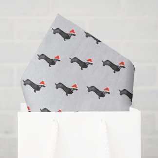 Papel De Seda Santa holiday Christmas dachsund watercolor black