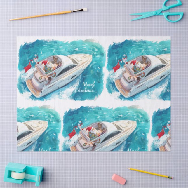 Papel De Seda Santa Sailing – Tropical Christmas by the Sea (Arte )