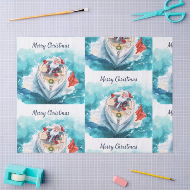 Papel De Seda Santa Sailing – Tropical Christmas by the Sea (Arte )