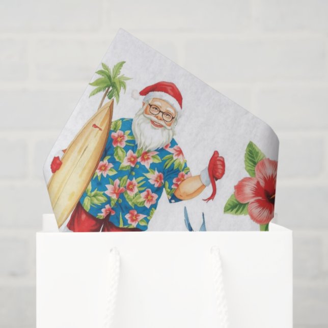 Papel De Seda Santa Surf Shack Hawaii – “Mele Kalikimaka!”  (Sacola de presentes)
