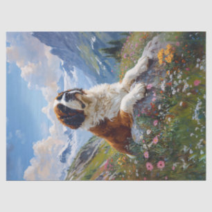 Papel De Seda Santo Bernard Scenic Wildflower Field Decoupage