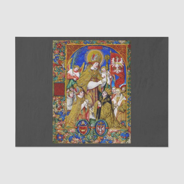 Papel De Seda Santo Estanislau Bispo e Mártir Arte Fina (Frente )
