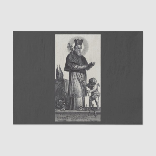 Papel De Seda Santo Patrício Apóstolo da Irlanda Arte Monocromát (Frente )