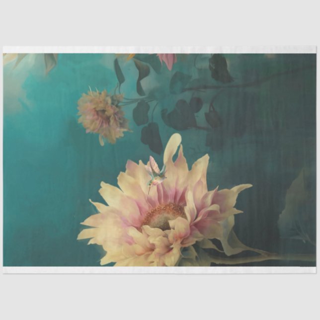 Papel De Seda Santuário de girassol Hummingbird e Floral (Frente )