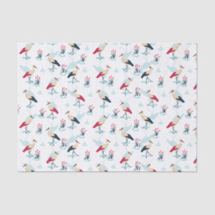 Papel De Seda Santuário de Serene Stork - Cena de Pond Elegante