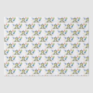 Papel De Seda Sapo branco, verde, com balões