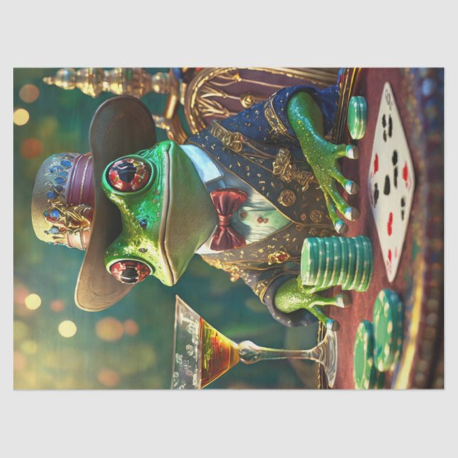 Papel De Seda Sapo chefe, Sapo tocando cartões (Frente )