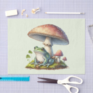 Papel De Seda Sapo Debaixo de um Cogumelo Natureza Fofa
