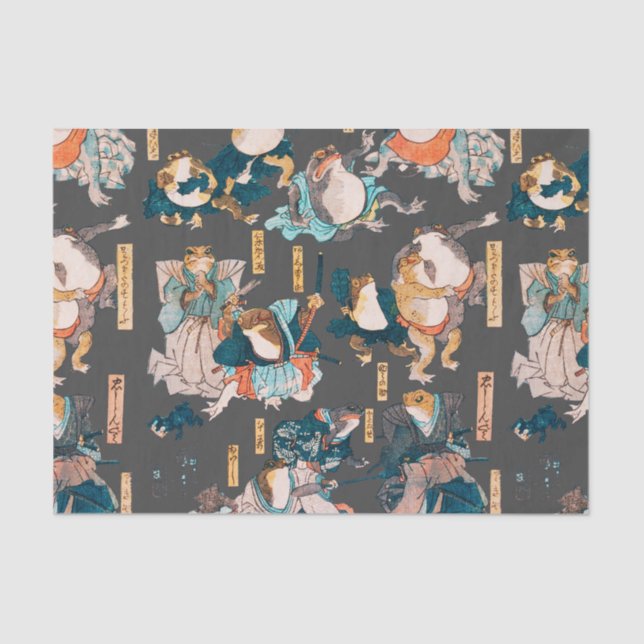 Papel De Seda Sapo japonês ukiyo-e Froggies (Frente )