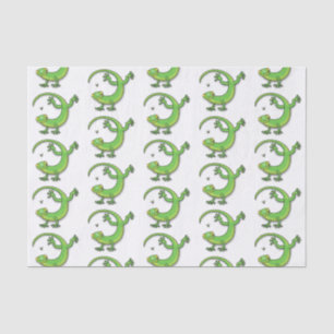 Papel De Seda Saudações da lagartixa verde e bonita com desenh