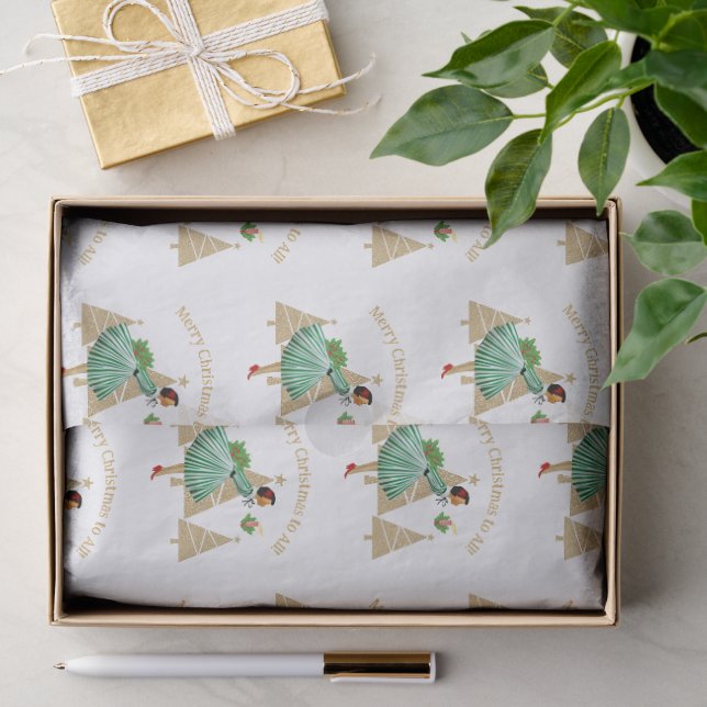 Papel De Seda Saudações de Natal da Senhora Vintage 1950 (Presente)