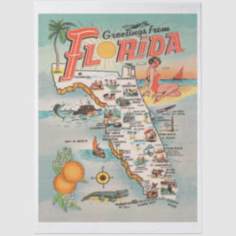 Papel De Seda Saudações do mapa antigo da Flórida