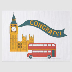 Papel De Seda Saudações "Parabéns!" com tema de Londres com Big 