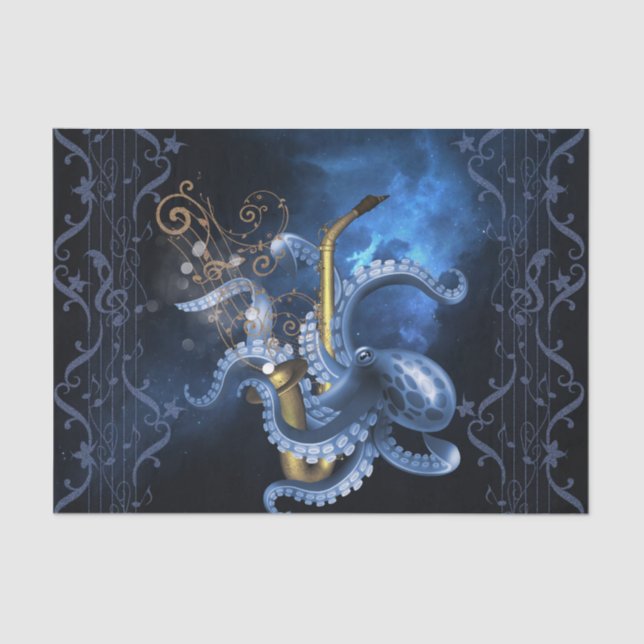 Papel De Seda saxofone musical com polvo (Frente )