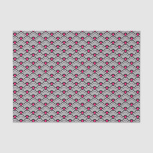 Papel De Seda Scallops chineses, cinza/cinzas, preto e rosa de