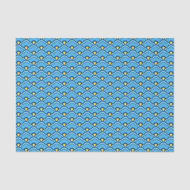 Papel De Seda Scallops, turquesa e Aqua chineses de Deco (Frente )