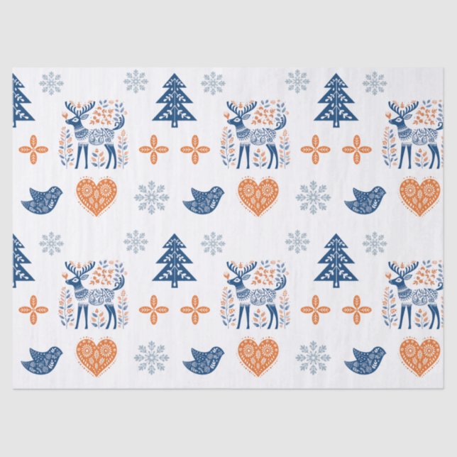 Papel De Seda Scandinavian Deer Christmas (Frente )